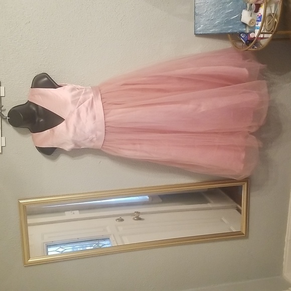 Girls Dusty Rose Pink Tulle Dress NWOT Sz.170/14Y Satin Sleeveless Layered - Picture 1 of 9